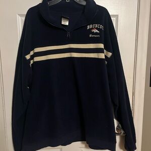 Pro Player Dark Blue and Cream Striped Zip Up Sweater